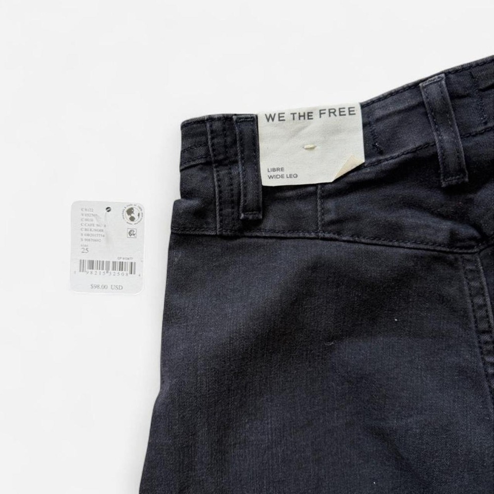 Free People We The Free Bex Wide Leg Jeans Black NWT Size 25 High Rise Wide Leg - Picture 4 of 4